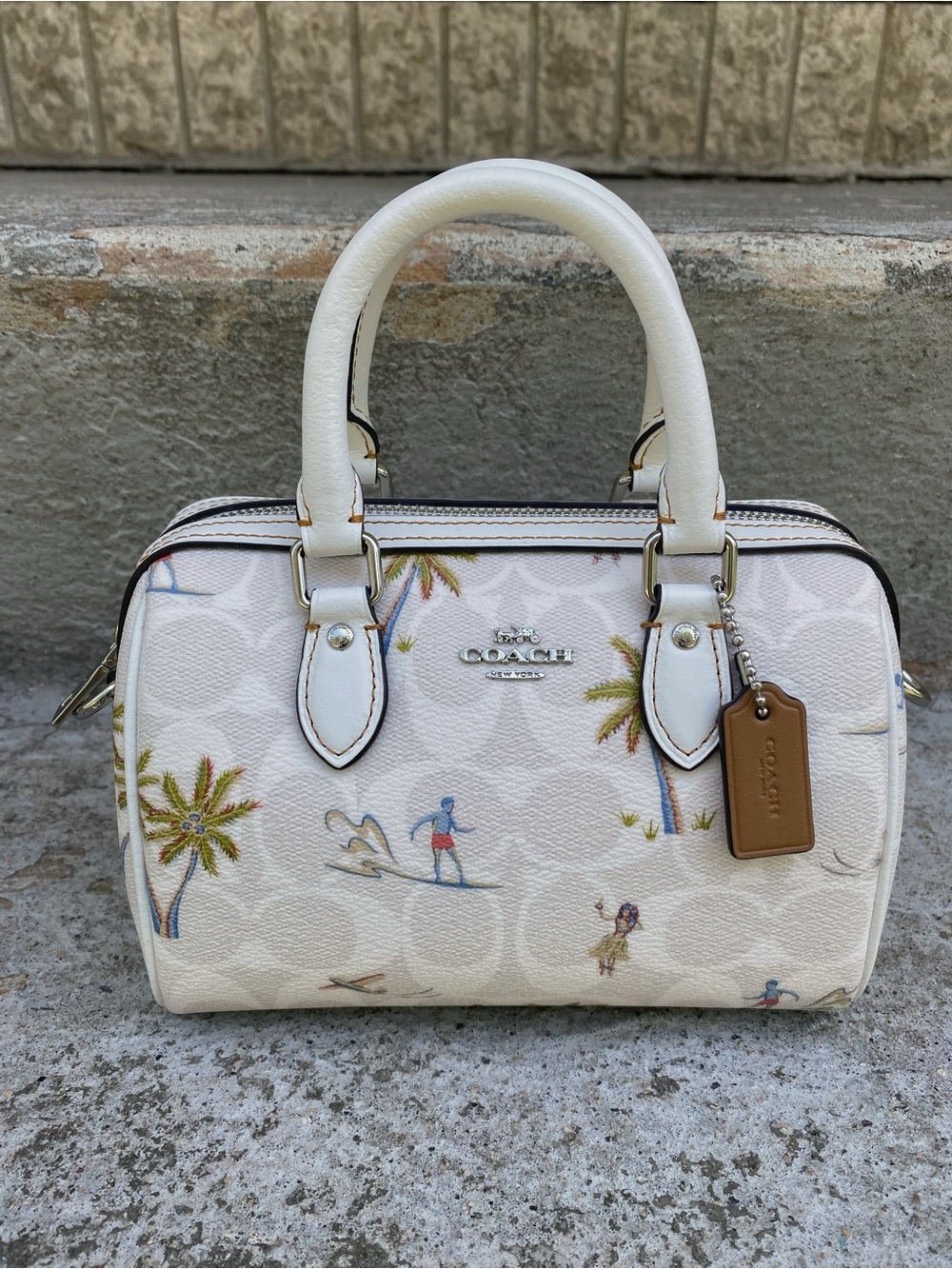 NWT Coach Mini Rowan Crossbody Floral-Palm Hula Print Satchel CK164